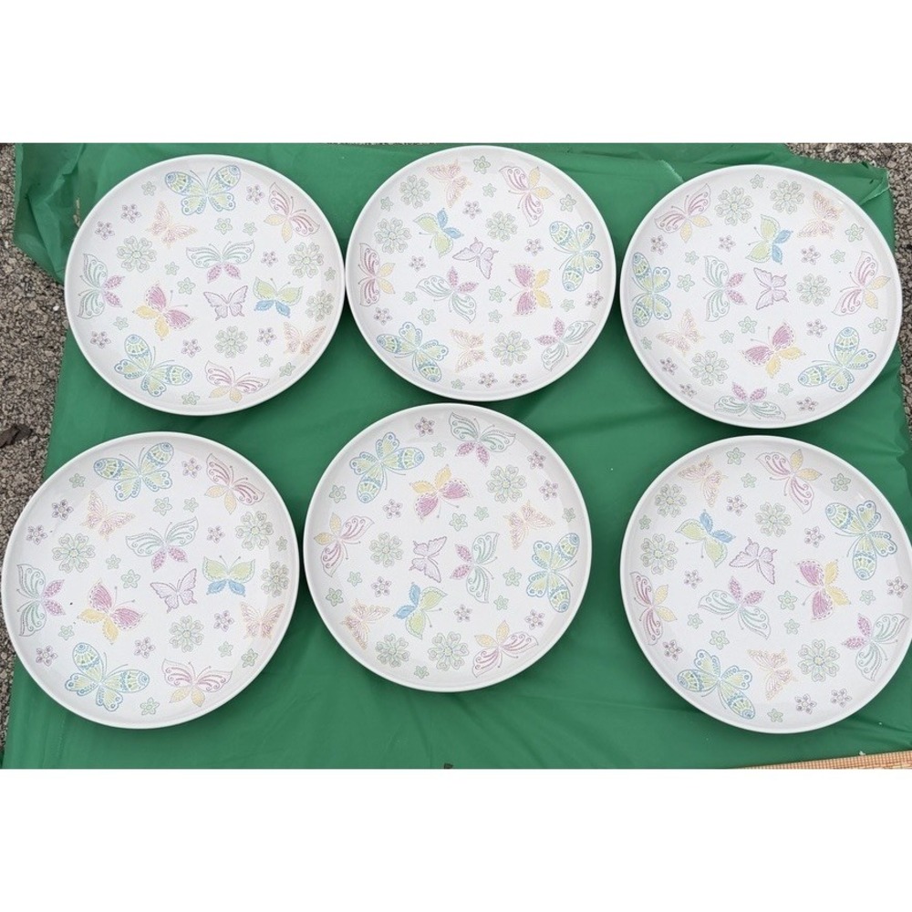 Temp-tations by Tara Butterfly Floral Dinner Plates Set of 6 Ceramic 11"